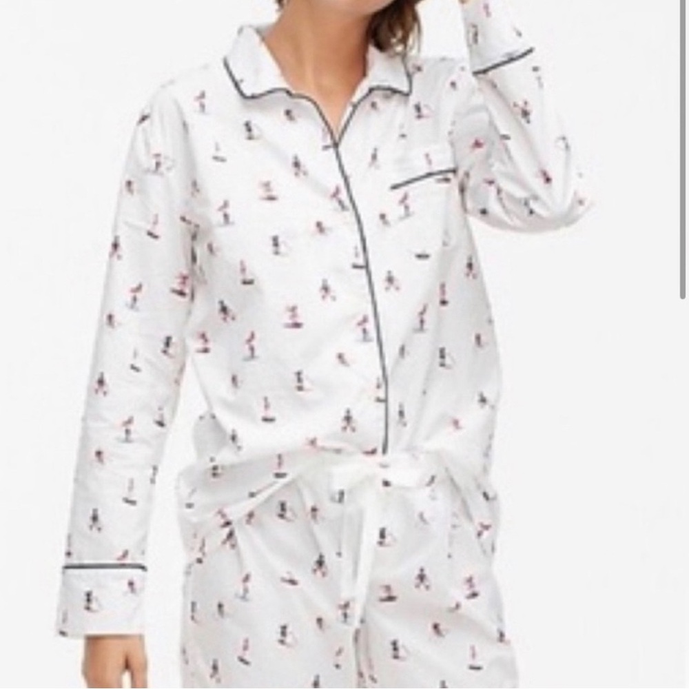 J. Crew Long Sleeve Cotton Poplin Sleep Shirt in Skier Print size s